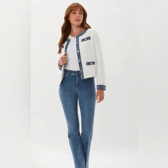 LAST CHANCE ECRU mixed media tweed jacket - Picture 9 of 14